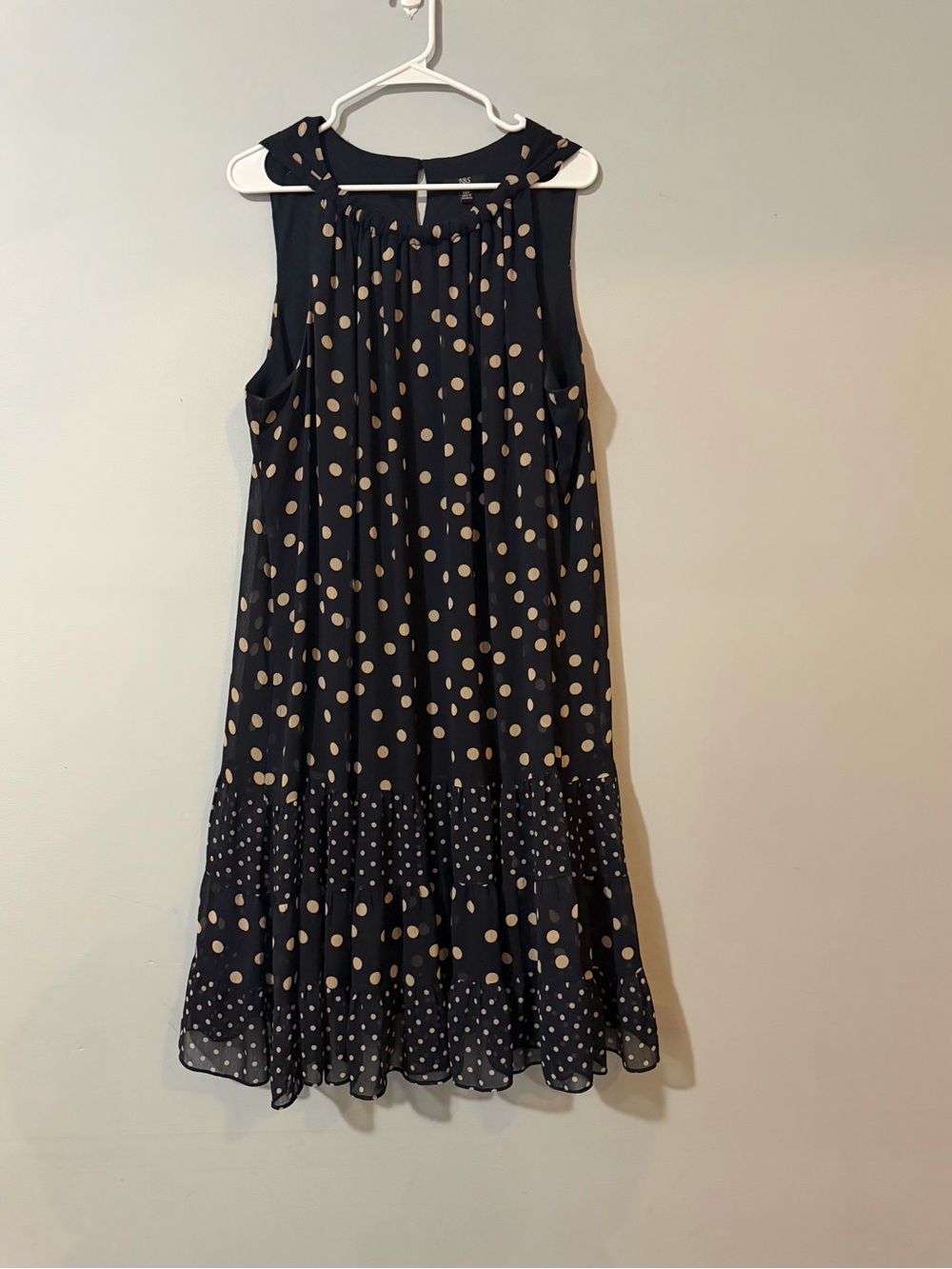 J.B.S. Black Dress with Beige Polka Dots